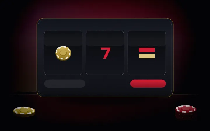 Dark slot game interface showing three reels and a spin control